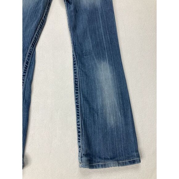 BKE Blue Culture Distressed Y2K Low Rise Bootcut Denim Jean Womens 27 R - Picture 11 of 11